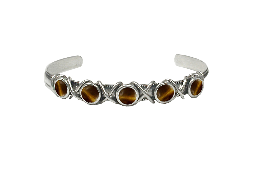 Sterling Silver Cuff Bracelet With Tiger Eye